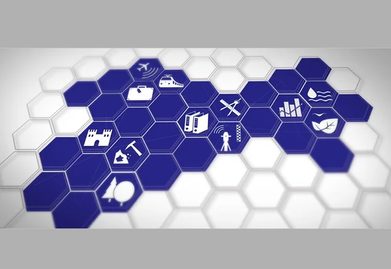 Logo Geodateninfrastruktur als Wabennetz